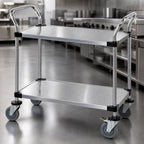 Thumbnail image #3 for Quantum WRSC-2436-2SS 36 x 24 Inch 2-Shelf 304 Stainless Steel Bus Cart, 1,200 lb Capacity
