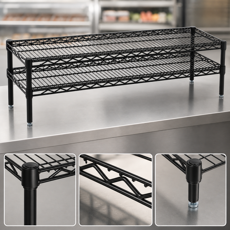 Product image #3 for QuadTruss Front Case Merchandise Wire Shelving Unit, 2-Tier, 24 x 14 x 14 Inches, Black Epoxy