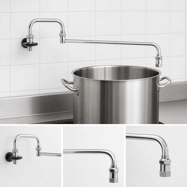 Product image #3 for T&S Brass Commercial Deck Mount Pot Filler Faucet with 24-Inch Double-Jointed Nozzle