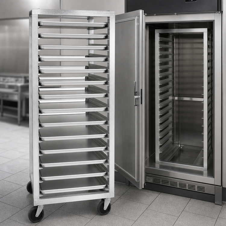 Product image #3 for Metro Pass-Thru Aluminum Roll-In Refrigerator Rack for 11 Full-Size 18 x 26 Pans