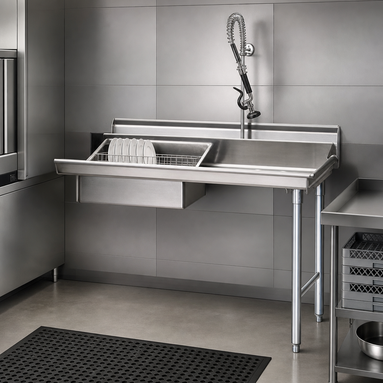 Product image #3 for Eagle Group Spec-Master Straight Soiled Dishtable with Pre-Rinse Sink, Right-to-Left Operation, 36" x 30"