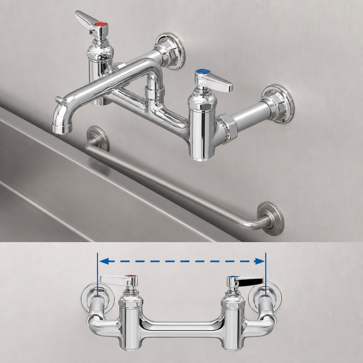 Product image #3 for T&S Brass Wall-Mount Service Sink Faucet with Bucket/Pail Hook, 8-Inch Centers, Polished Chrome-Plated Finish