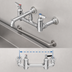 Thumbnail image #3 for T&S Brass Wall-Mount Service Sink Faucet with Bucket/Pail Hook, 8-Inch Centers, Polished Chrome-Plated Finish