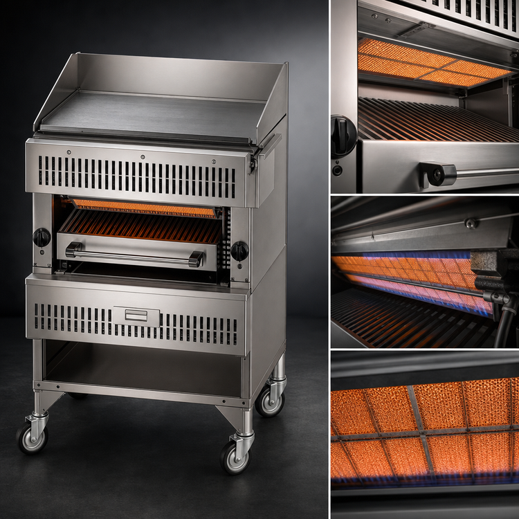 Product image #3 for Vulcan VST3B Heavy Duty 36-Inch Gas Ceramic Chophouse Upright Broiler with 1/2-Inch Griddle Plate