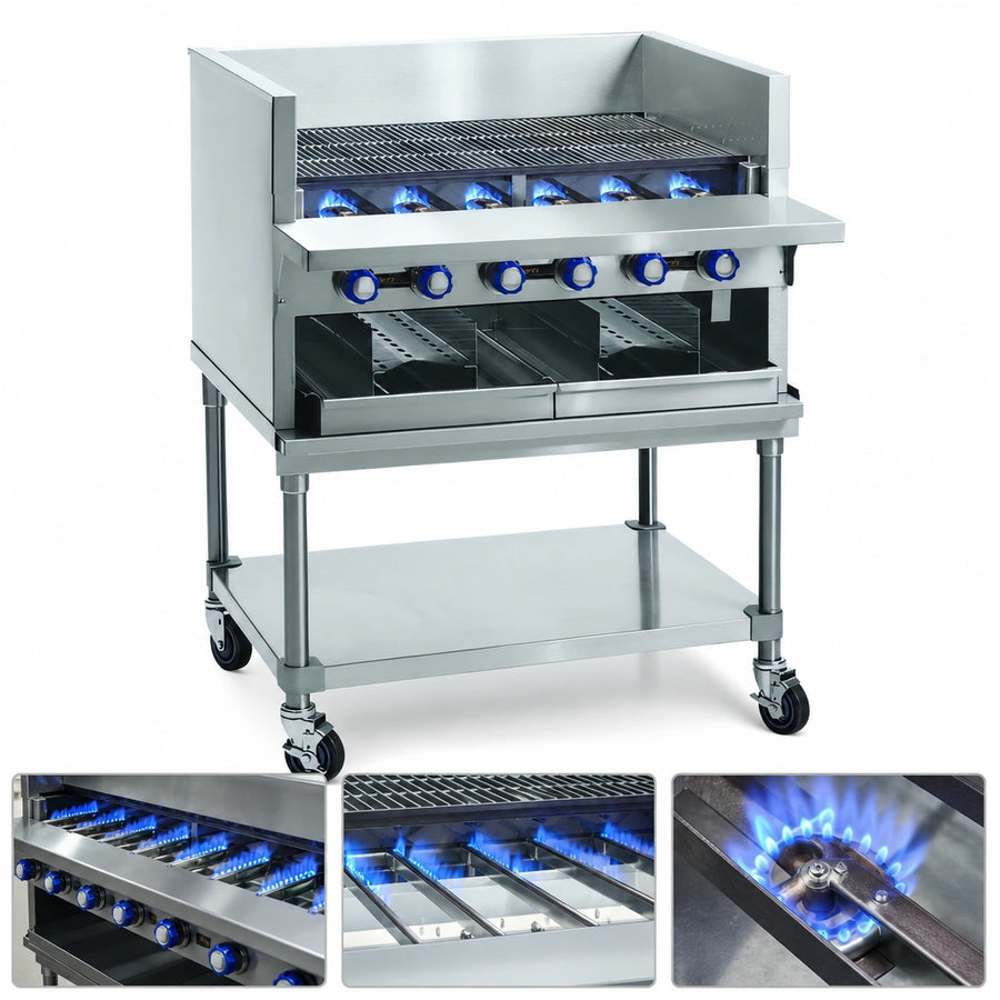Eight Stainless Steel Burners