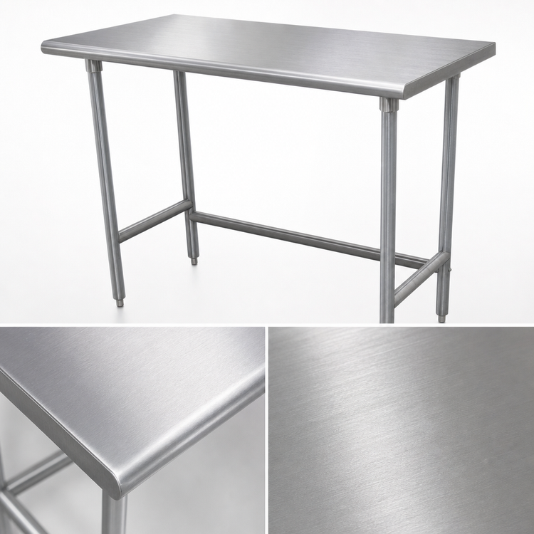 Product image #3 for Advance Tabco 30 x 24 Inch Stainless Steel Work Table, Flat Top, Open Base