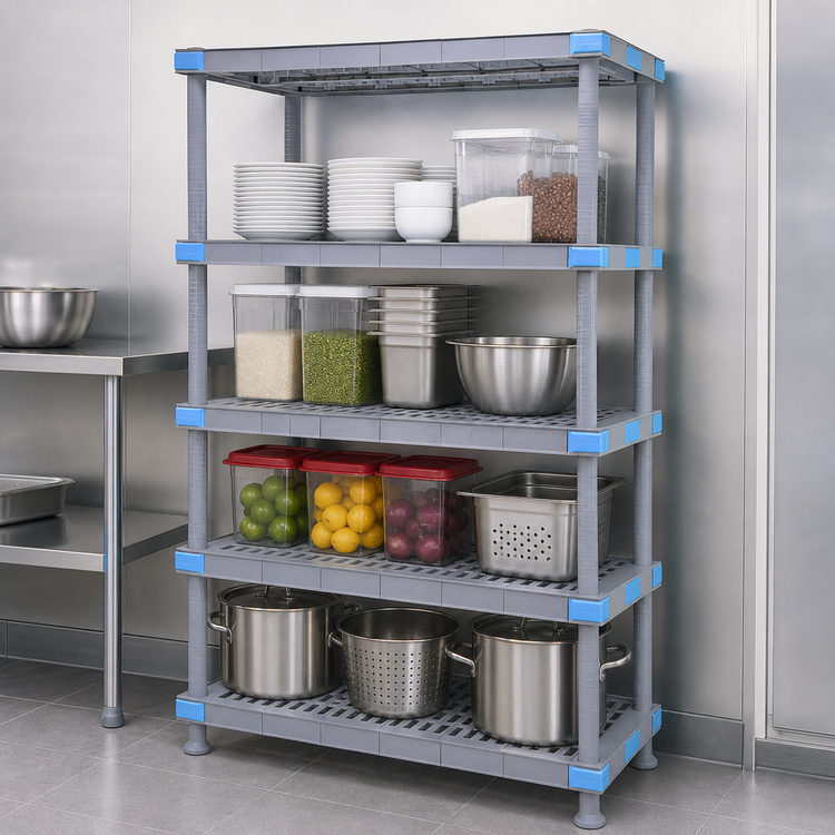 Product image #3 for Quantum Millenia Gray Polymer Starter Shelving Unit, 36 W x 18 D x 86 H, 4 Shelves, 2,000 lb Capacity