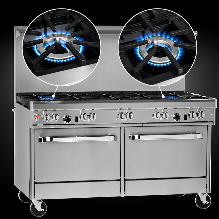 Product image #3 for Ultimate 60-Inch Gas Restaurant Range with 48-Inch Griddle, Open Burners, Convection Oven, and Cabinet Base