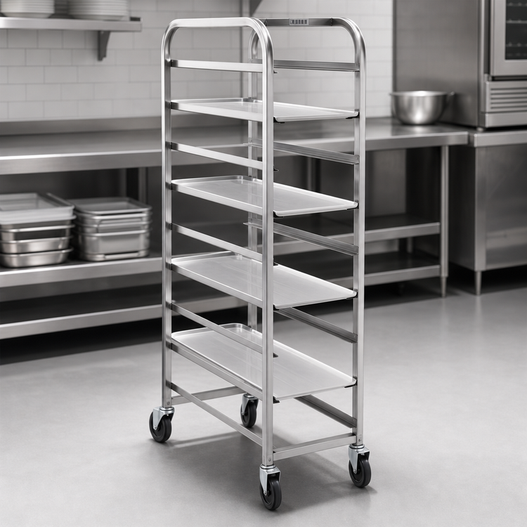 Product image #4 for Channel 517SP Stainless Steel End-Load Platter Rack with 10-Platter Capacity and 5-Inch Casters