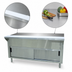 Thumbnail image #3 for Advance Tabco Triumph (Supreme) 47-1/8 Inch Solid Top Utility Station Table with Enclosed Cabinet Base, Sliding Doors, and Poly Cutting Board