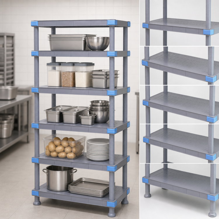 Product image #3 for Quantum Millenia 24"W x 18"D x 50"H 5-Shelf Solid Polymer Stationary Starter Shelving Unit, Gray