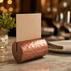 Thumbnail image #3 for American Metalcraft BHCHL1 Copper Hammered Cylinder Tabletop Menu Card Holder Case of 144