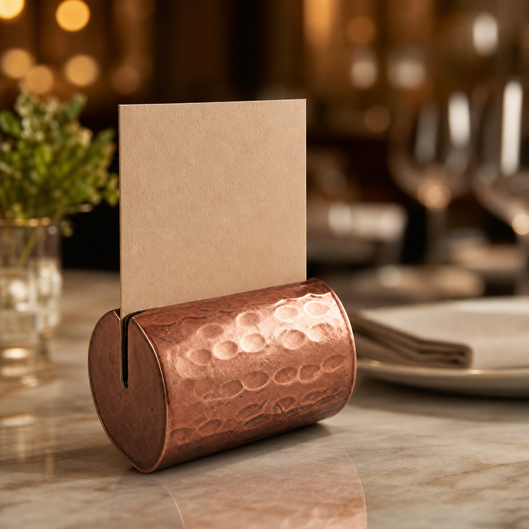 Product image #3 for Copper Hammered Cylinder Tabletop Menu Card Holder