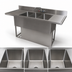 Thumbnail image #4 for BK Resources 60-Inch Three-Compartment Slim-Line Underbar Sink with Dual Drainboards and Faucet