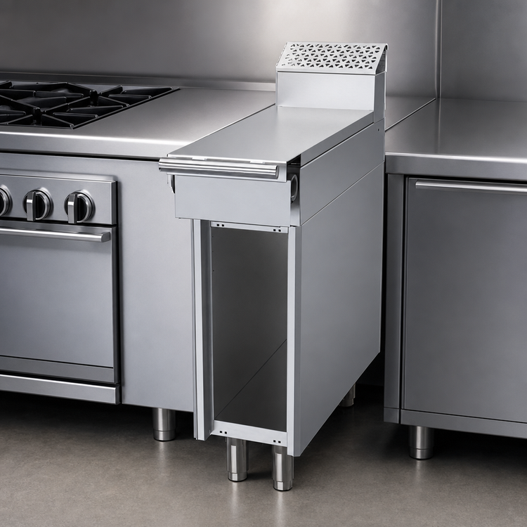 Product image #3 for Garland Cuisine 12-Inch Heavy-Duty Stainless Steel Spreader Cabinet with Open Base and 7-Inch Backguard