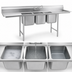 Thumbnail image #3 for Eagle Group 3-Compartment Stainless Steel Sink with Left Drainboard, 74-3/8 Inch Wide