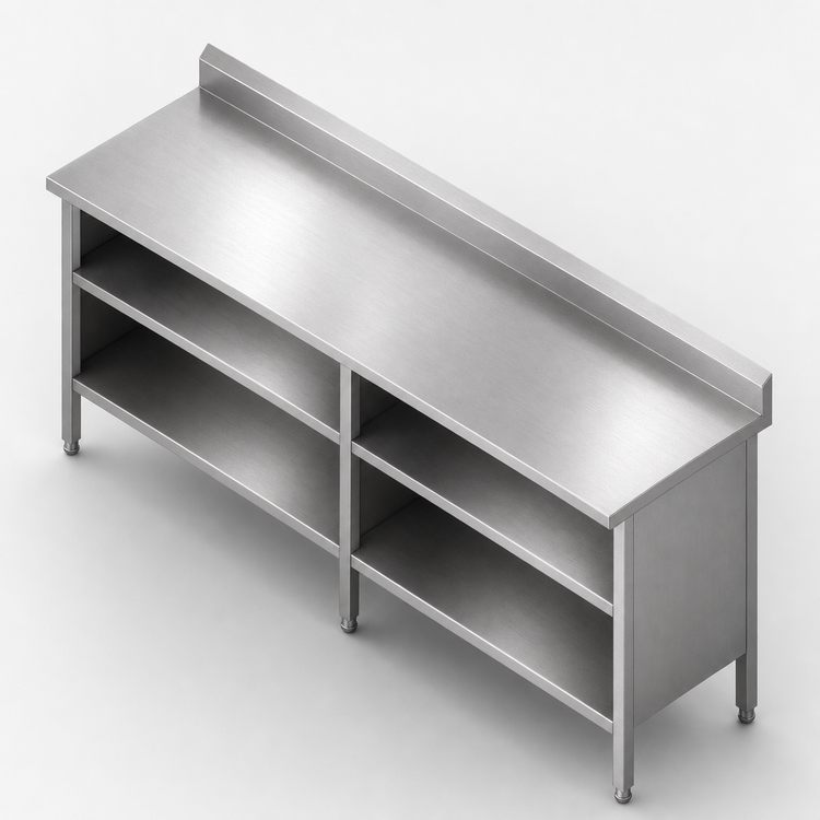 Product image #3 for John Boos Open-Front Stainless Steel Work Table with 5-Inch Rear Riser, 84 x 24 Inches