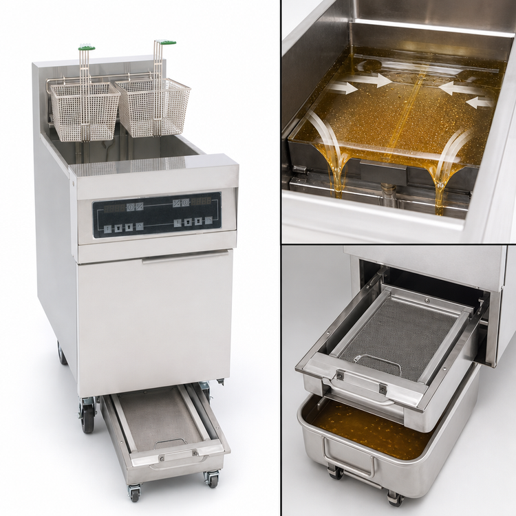 Product image #3 for Frymaster RE Series High Efficiency 80 lb Electric Floor Fryer with Built-In Filtration