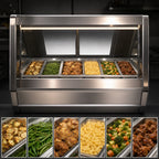 Thumbnail image #3 for Howard-McCray HMC, Hot Cases, 40E Service Cases CHS40E-8-BE 6-Well Full-Service Hot Food Case, Wet/Dry, Black Exterior, Stainless Steel Interior