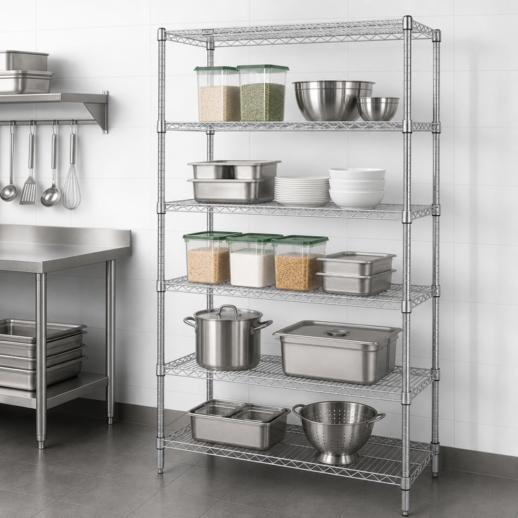 Product image #3 for Quantum 54"W x 24"D x 86"H Chrome Wire Shelving Starter Kit with 5 Shelves