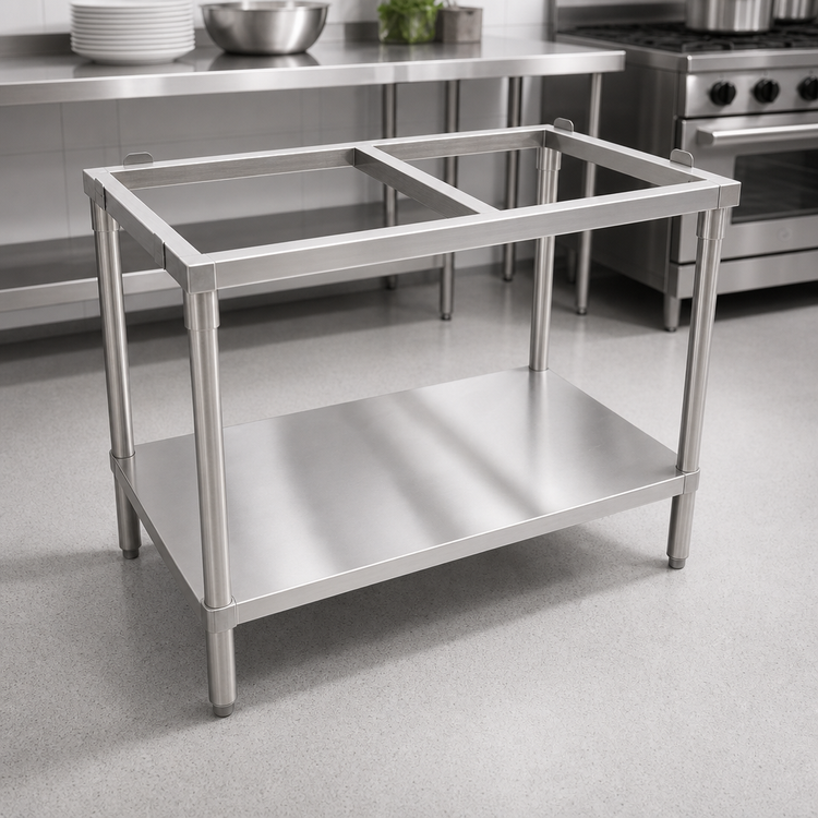 Product image #3 for Omcan Stainless Steel Poly Top Work Table Frame with Undershelf, 36 x 30 x 36 Inches