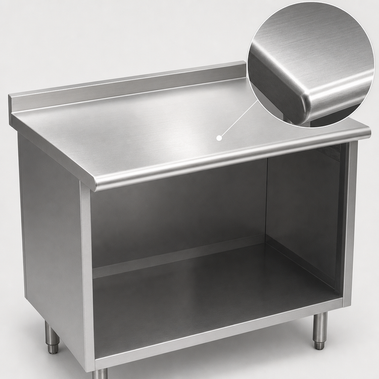 Product image #3 for Spec-Master Stainless Steel Underbar Work Table with Open Front Cabinet Base, 36 x 24 Inches, 1-1/2 Inch Rear Up-Turn