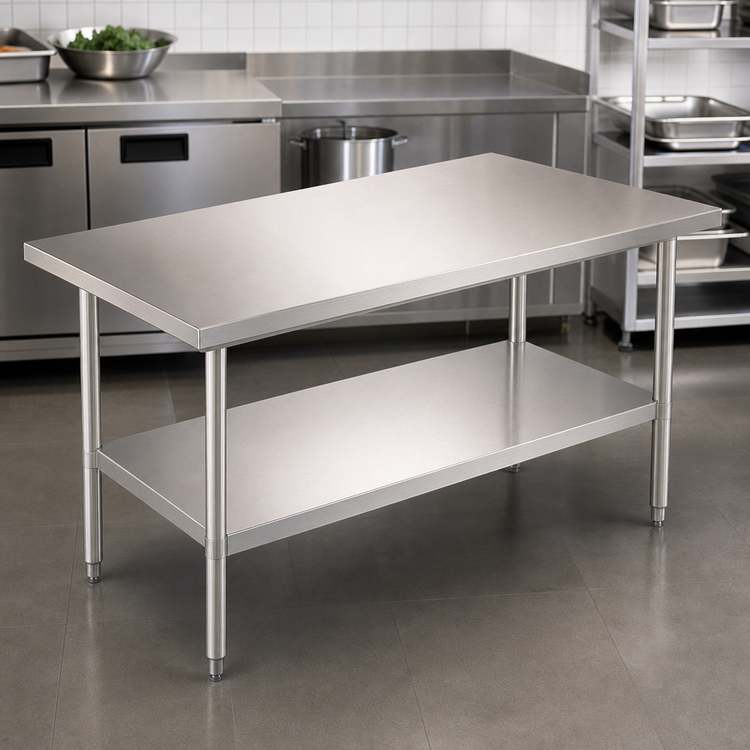 Product image #3 for John Boos Stallion FBLS4824 Budget Stainless Steel Top Work Table with Adjustable Undershelf