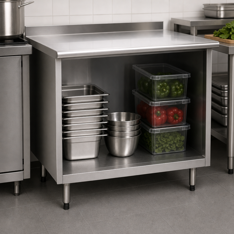 Product image #3 for Eagle Spec-Master Open Front Stainless Steel Work Table Cabinet Base, 48 x 24 Inches