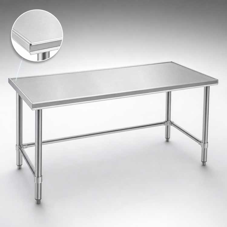 Product image #3 for Eagle Spec-Master Marine Series 48" x 48" Stainless Steel Work Table with Open Base and Marine Edge