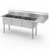 Thumbnail image #3 for BK Resources Three-Compartment Stainless Steel Sink with 15-Inch Right-Hand Drainboard, 15 x 15 x 14 Inch Bowls