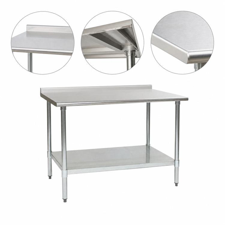 Product image #3 for Eagle BlendPort® Deluxe Series Stainless Steel Work Table, 30"W x 24"D, Rear Upturn, Adjustable Undershelf