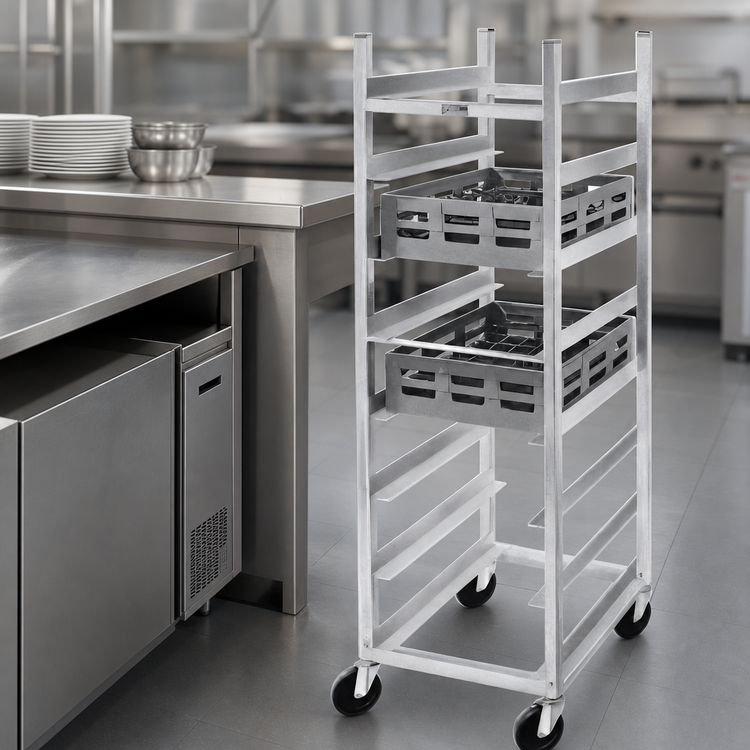 Product image #3 for Dinex Econoline Aluminum End-Load Rack, 10-Pan Capacity, 6-Inch Spacing