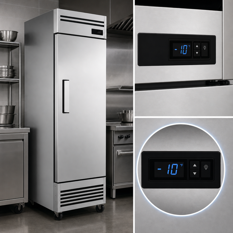 Product image #4 for Juneau 27-Inch One-Section Reach-In Freezer, 17.8 Cu. Ft., Solid Hinged Door, Bottom-Mount Self-Contained