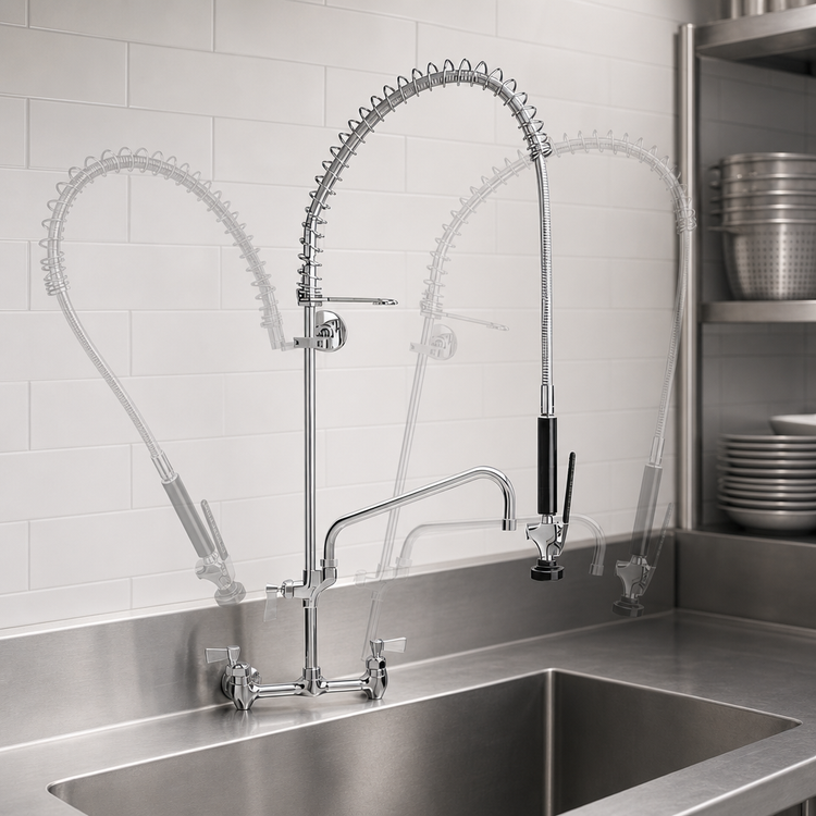 Product image #3 for Fisher Wall-Mount Spring Pre-Rinse Add-On Faucet with 12-Inch Swing Spout