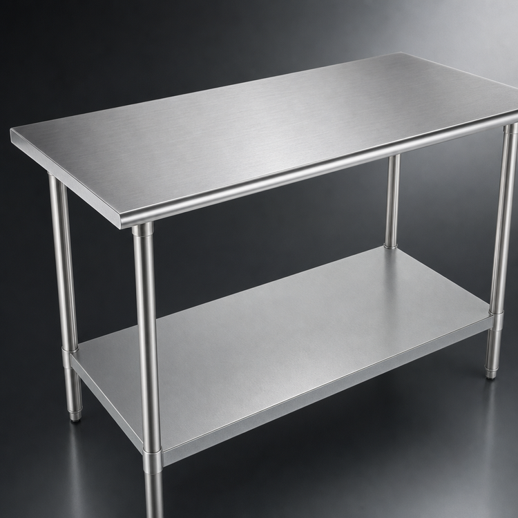 Product image #3 for Advance Tabco GLG-3010 120" x 30" Flat Top 304 Stainless Steel Work Table with Galvanized Undershelf and Legs