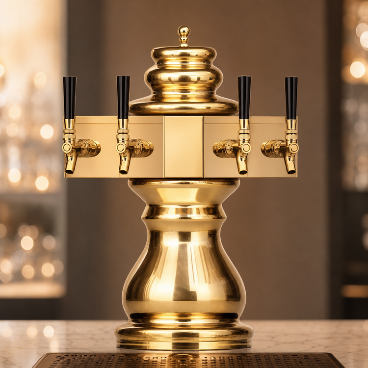 Product image #3 for Glastender Braumeister 4-Faucet Polished Brass Glycol-Cooled Draft Dispensing Tower