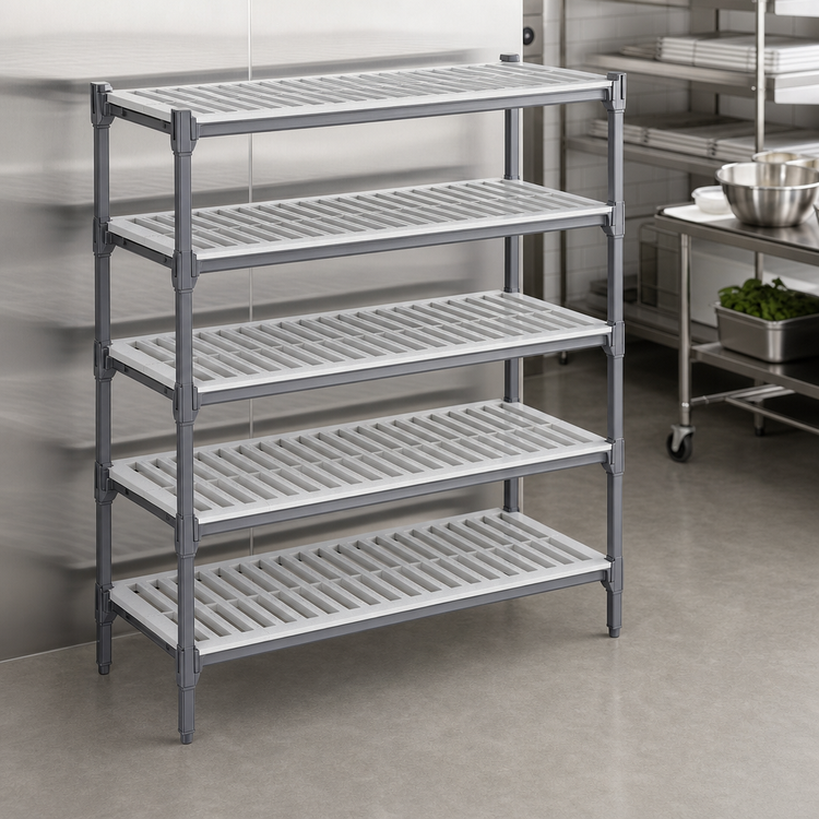 Product image #3 for Cambro Camshelving Basics Plus 36 Inch Wide x 24 Inch Deep 5-Shelf Vented Shelf Kit