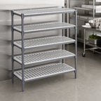 Thumbnail image #3 for Cambro Camshelving® Basics Plus CBSK2436V5580 5-Shelf Vented Polymer Shelving Kit, 36"W x 24"D, Brushed Graphite, Antimicrobial