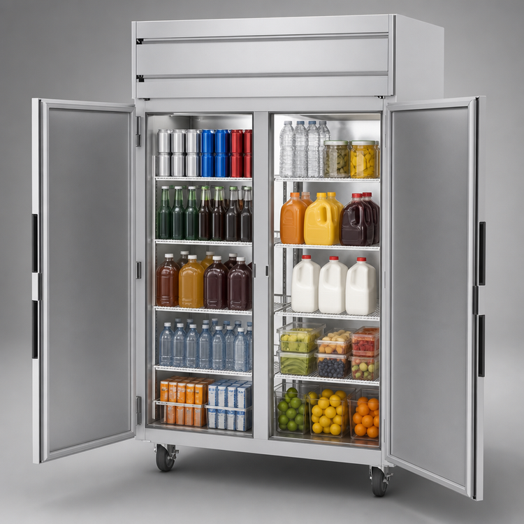 Product image #3 for Beverage-Air Horizon Series Two-Section Reach-In Refrigerator, 45.2 Cu. Ft., Top-Mounted Self-Contained, Solid Hinged Doors