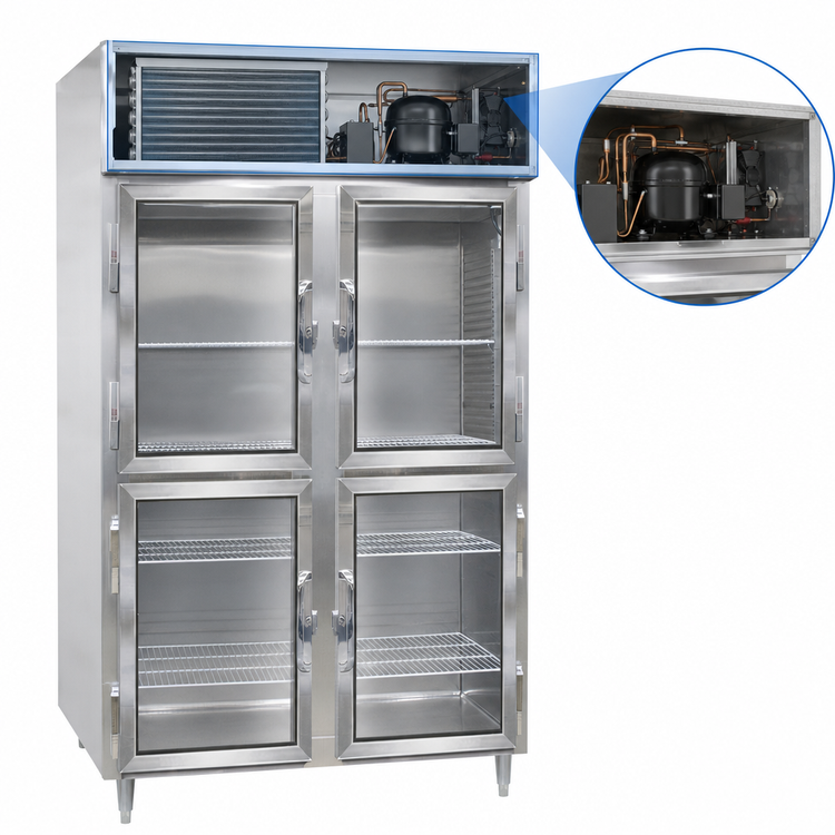 Product image #3 for Continental Refrigerator D2FNSAGDHD Designer Line Two-Section Standard Depth Display Reach-In Freezer with Half-Height Glass Doors