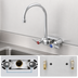 Thumbnail image #3 for T&S Brass 4-Inch Center Wall-Mount Workboard Faucet with 5-3/4-Inch Swivel Gooseneck, 2.2 GPM Aerator, and Lever Handles