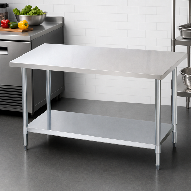Product image #3 for Turbo Air 48-Inch x 24-Inch 18-Gauge Stainless Steel Work Table with Adjustable Undershelf