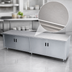 Thumbnail image #3 for Advance Tabco Special Value 108-Inch x 24-Inch Enclosed Work Table with Cabinet Base, Mid-Shelf, Hinged Doors, and 16 Gauge 304 Stainless Steel Top