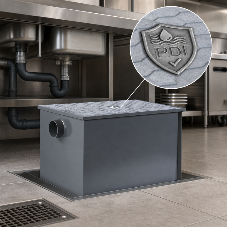 Product image #3 for Dormont WD-25 PDI-Certified Grease Interceptor, Recessed or Floor Mounted, 25 GPM, 50 lb Capacity, 3-Inch Inlet/Outlet