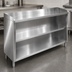 Thumbnail image #3 for Klinger's Trading DC1572 72-Inch Stainless Steel Dish Cabinet with Open Base and Mid-Shelf