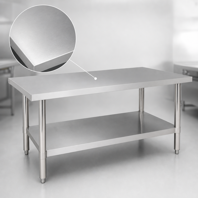 Product image #3 for 72 Inch x 24 Inch Flat Top Stainless Steel Work Table with Adjustable Undershelf