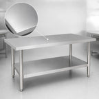 Thumbnail image #3 for Klinger's Trading SG2472 72" x 24" Stainless Steel Work Table, 18-Gauge 430 Top, Galvanized Open Base with Adjustable Undershelf