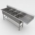 Thumbnail image #3 for John Boos Pro-Bowl 4-Compartment Sink with 18-Inch Right Drainboard, 16 x 20 x 12-Inch Bowls