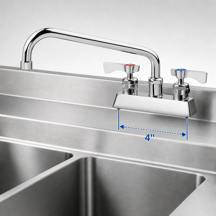 Product image #3 for Krowne Royal Series Low-Lead Deck Mount Manual Faucet with 10-Inch Swing Spout, 4-Inch Centers