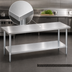 Thumbnail image #3 for Turbo Air 84-Inch x 30-Inch 18/430 Stainless Steel Flat-Top Work Table with Adjustable Galvanized Undershelf